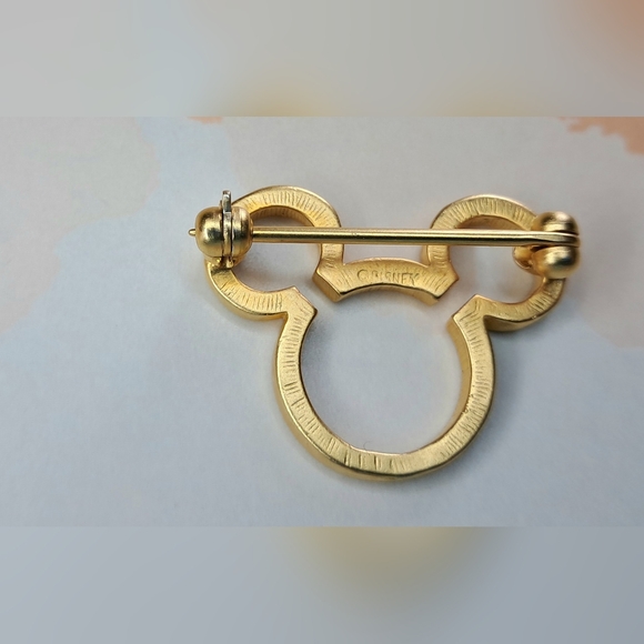Disney Mickey Mouse Head Gold Plated Silouhette Brooch - Picture 4 of 4